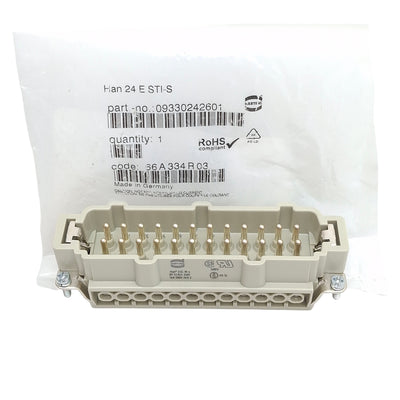 New Harting 09330242601 Heavy Duty Insert Screw Connector, 24-Pin Male, 16A 500VAC