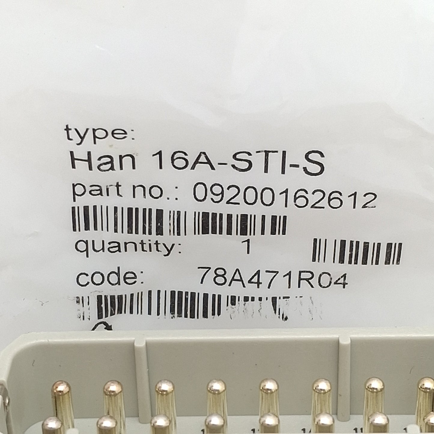 New Harting 09200162612 Heavy Duty Insert Screw Connector, 16-Pin Male, 16A 250VAC