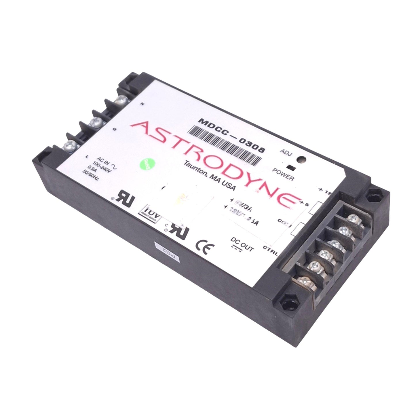 Used Astrodyne MDCC-0308 Power Supply, 100-240VAC In, 5/12VDC 3/1.25A Out, 30W Max