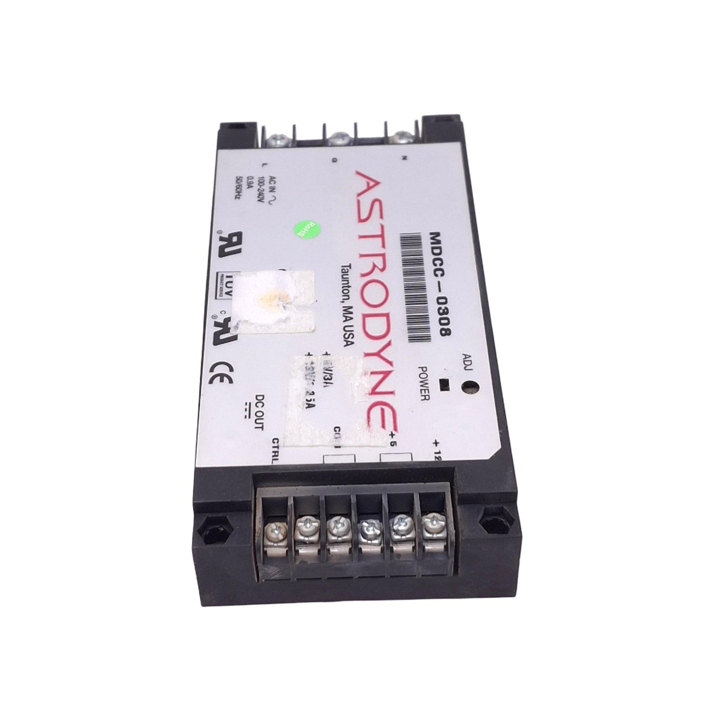 Used Astrodyne MDCC-0308 Power Supply, 100-240VAC In, 5/12VDC 3/1.25A Out, 30W Max