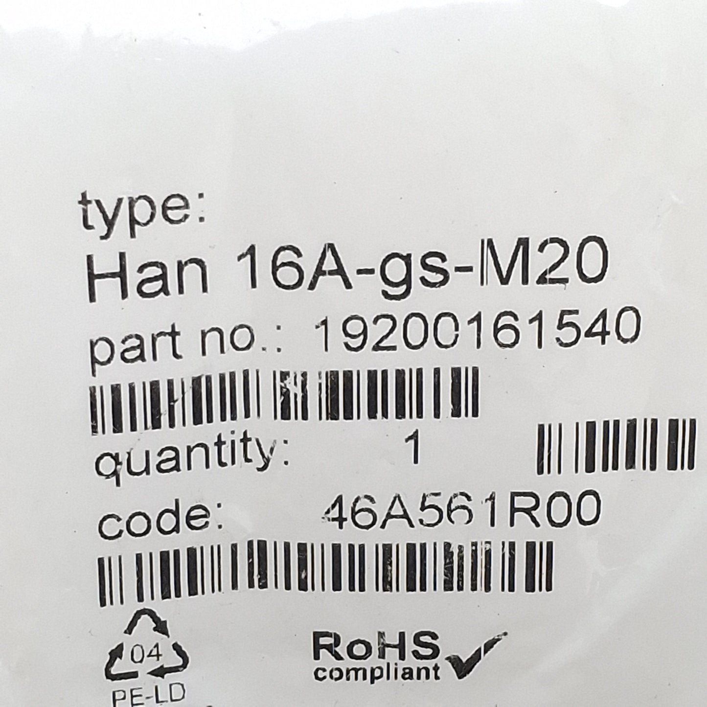 New Lot of 2 Harting 19200161540 Aluminum Han A Hood Side Entry, M20 Port, 2 Pegs