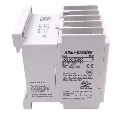 Used Allen Bradley 100-K12DJ200 Contactor, 2NO 2NC, 12A 400V Max, 24VDC Coil