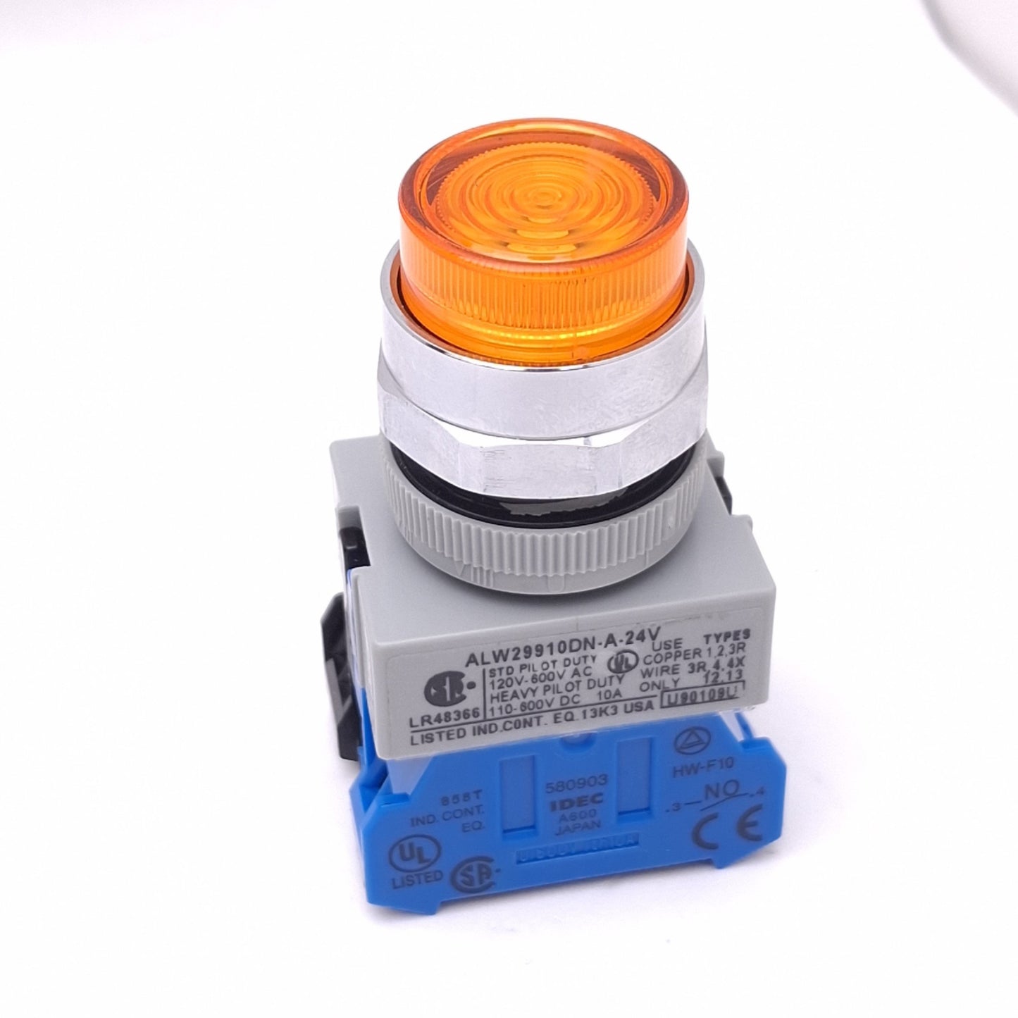 Used IDEC ALW29910DN-A-24V Illuminated Amber Pushbutton, 22mm, 1NO, 24VDC Lamp