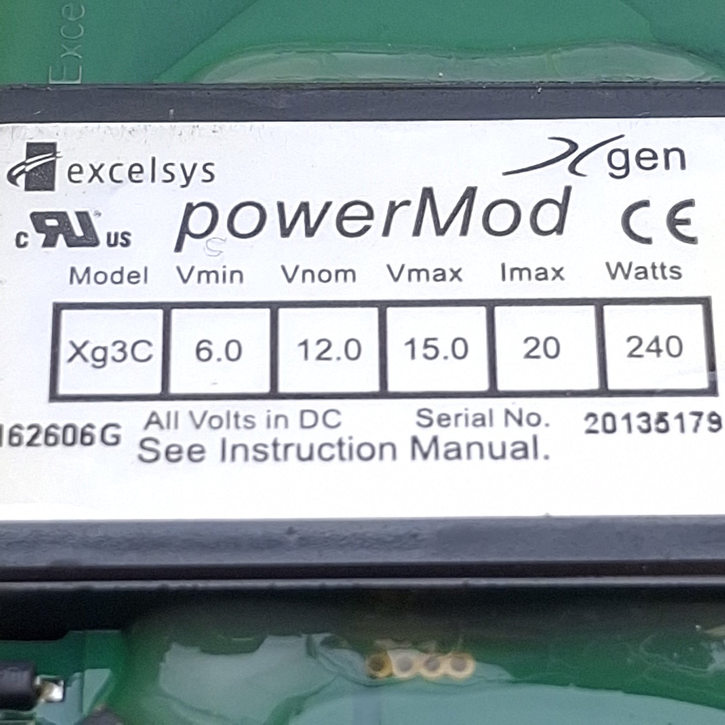Used Excelsys Xg3C Configurable Power Supply Module 240W, 6-15VDC 20A Output