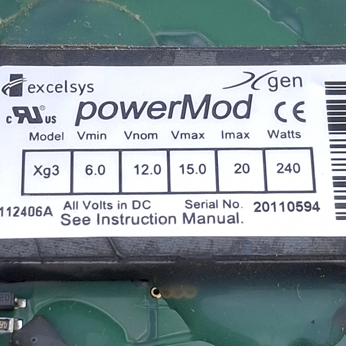 Used Excelsys Xg3 PowerMod Power Supply Module For XLD, 12V DC, 20A 240W Output