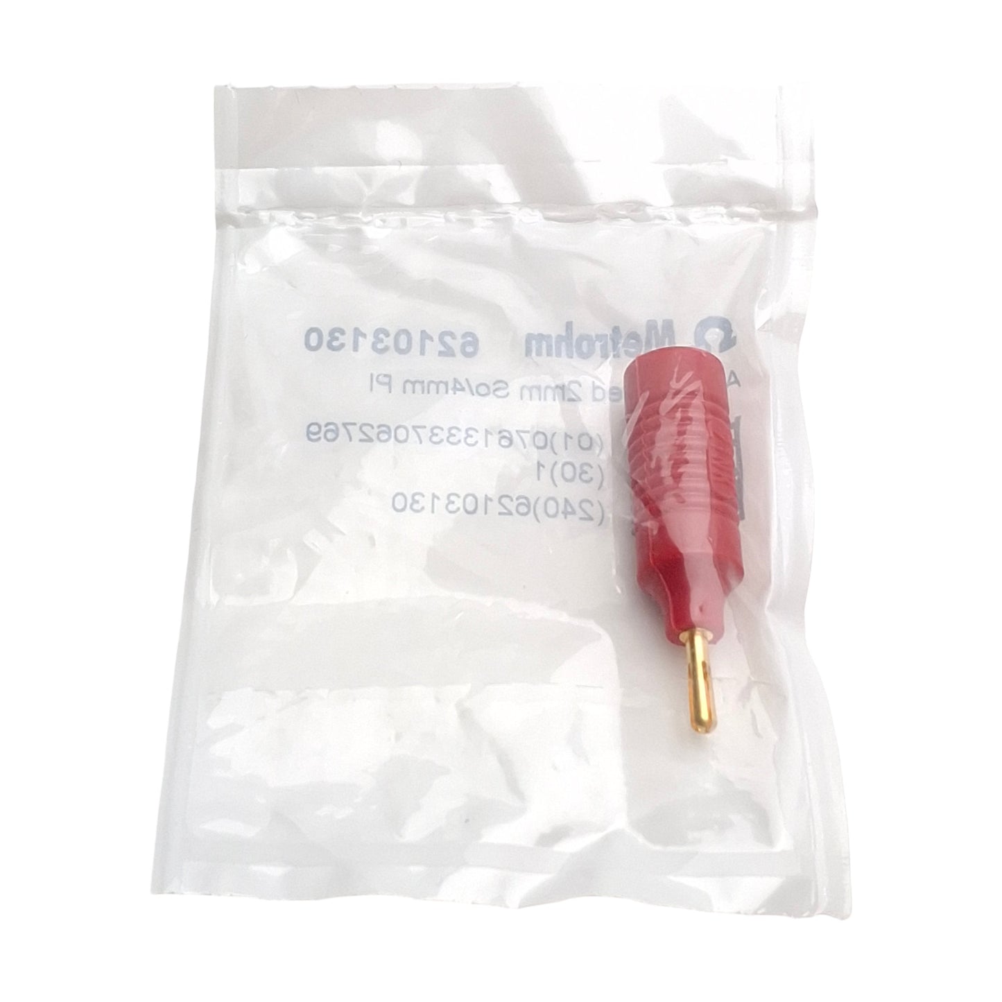 Used Metrohm 6.2103.130 Red Adaptor Socket, Plug B (4mm) to 2mm Socket