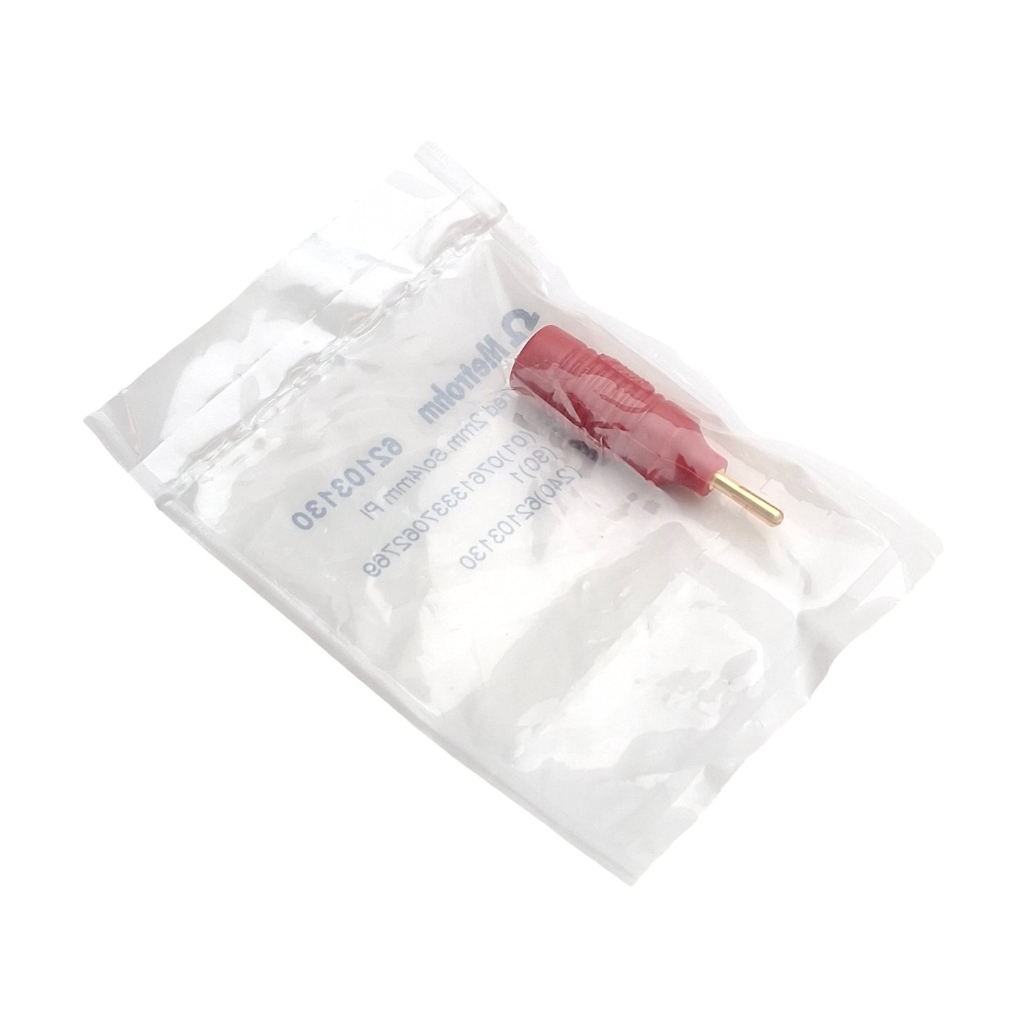 Used Metrohm 6.2103.130 Red Adaptor Socket, Plug B (4mm) to 2mm Socket