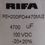 Used RIFA PEH200PD4470MU2 Aluminum Electrolytic Capacitor 100VDC, 4700uF, M5x0.8