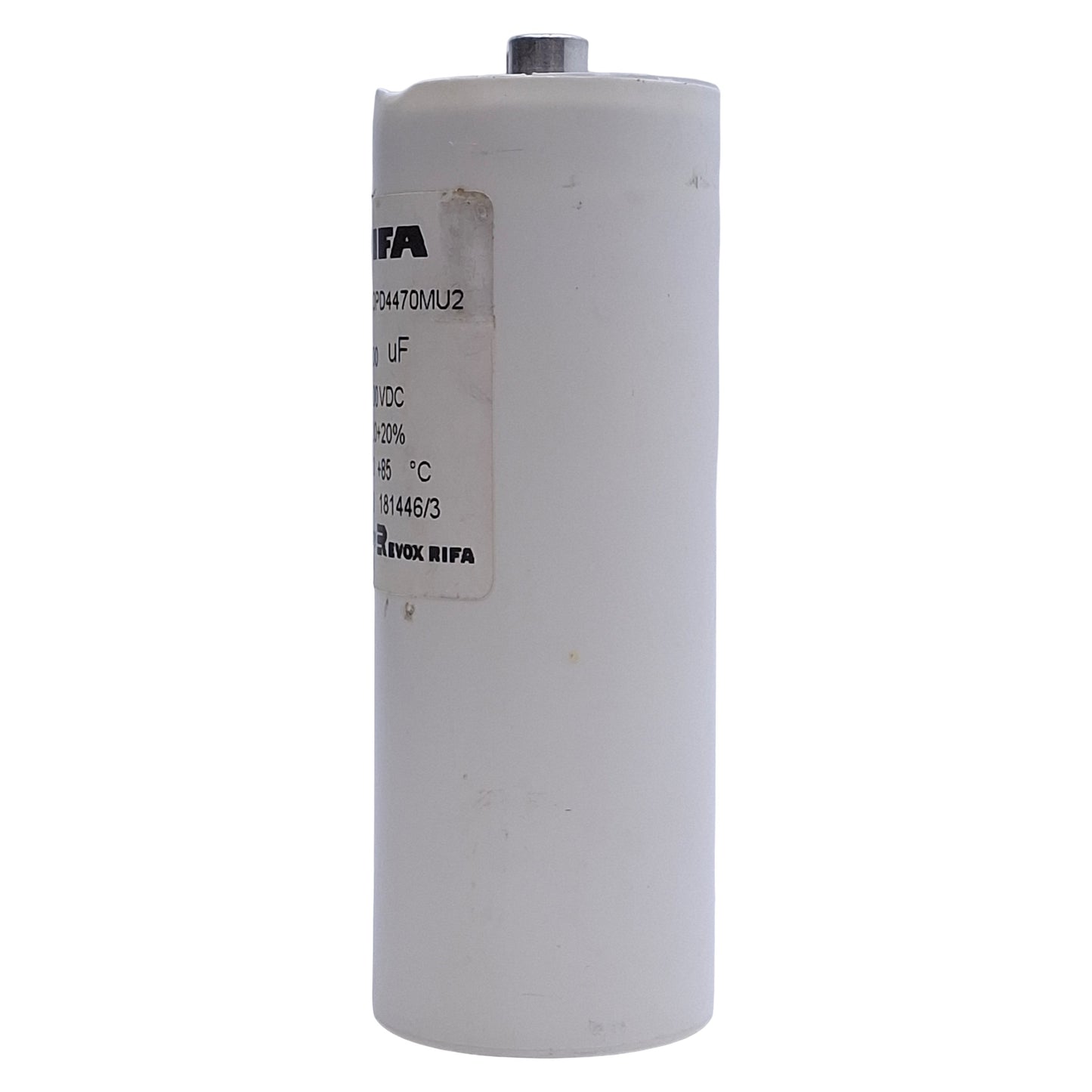 Used RIFA PEH200PD4470MU2 Aluminum Electrolytic Capacitor 100VDC, 4700uF, M5x0.8