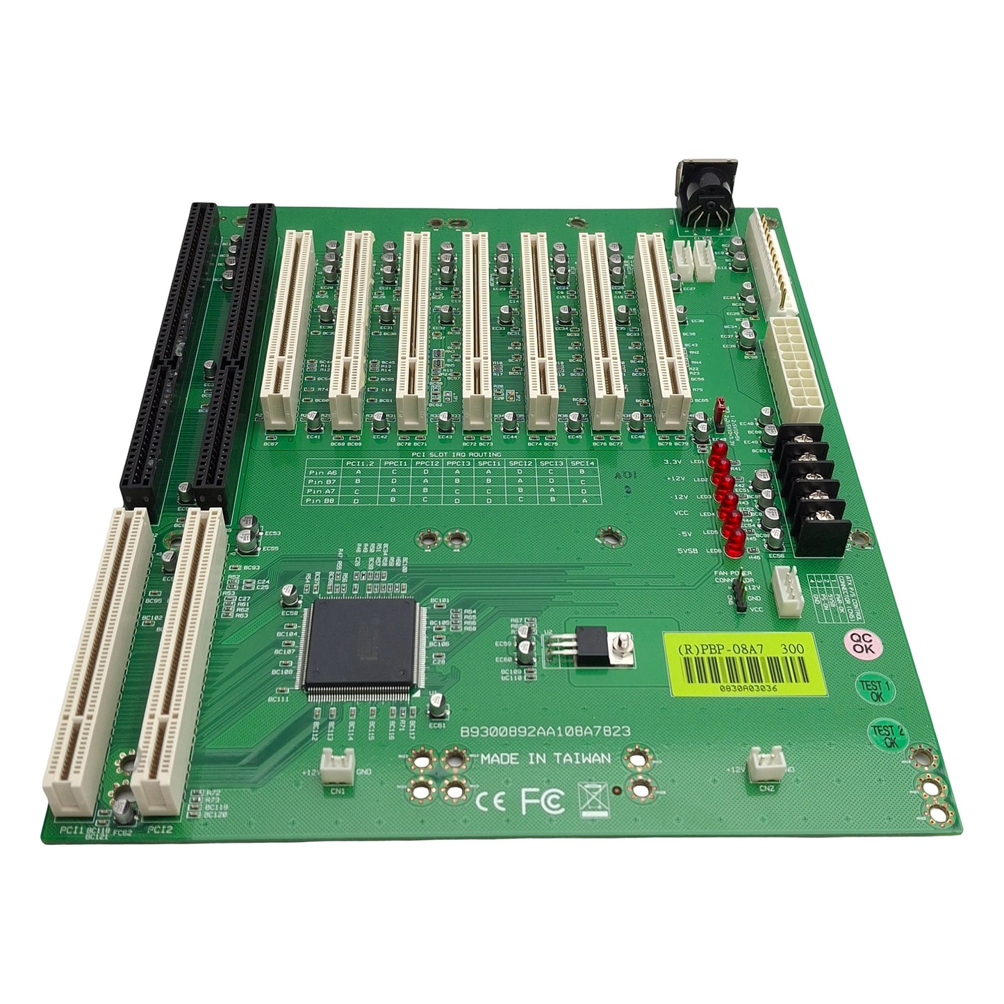 Used Portwell B9300892AA108A7823 Industrial PLC Backplane, 12-Slots, 20-Pin ATX Power