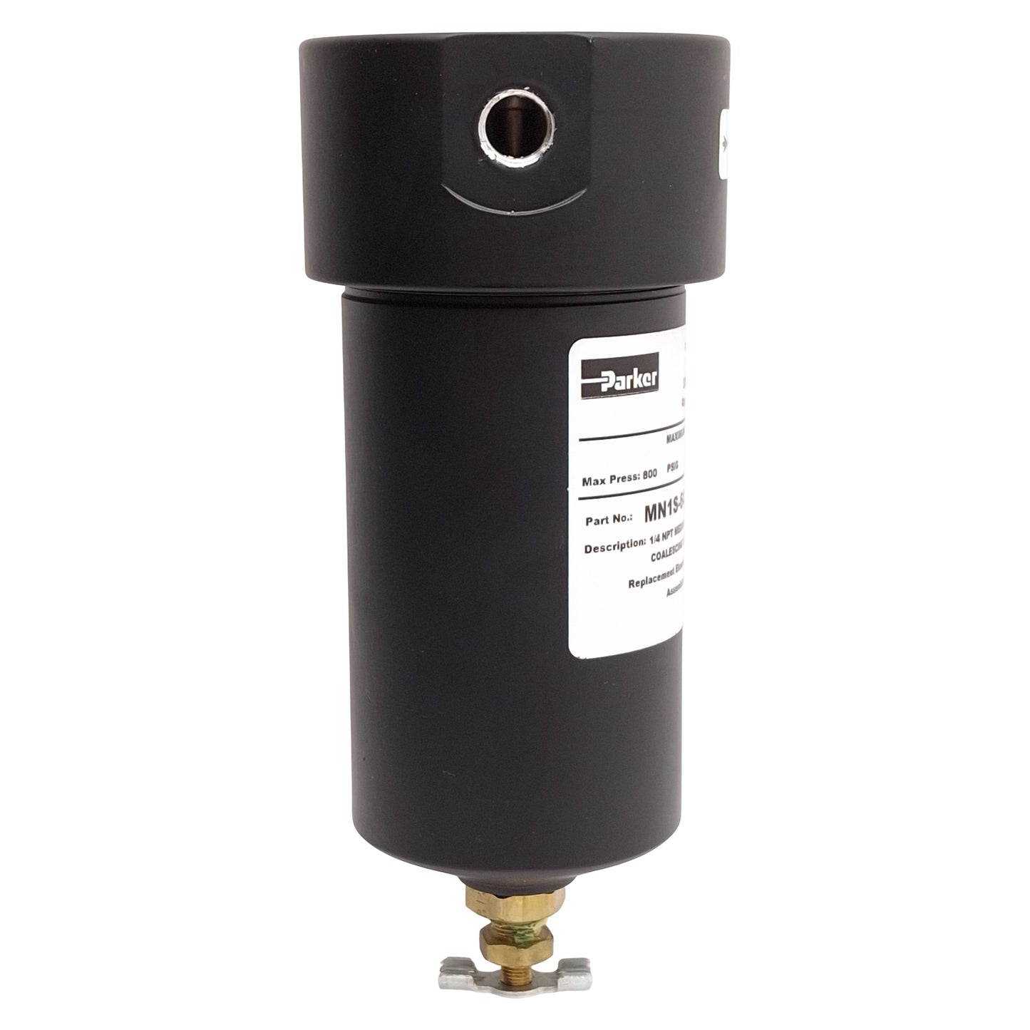 Used Parker MN1S-6CN Pneumatic Coalescing Filter, 800psig, 175°F, 1/4in NPT Ports