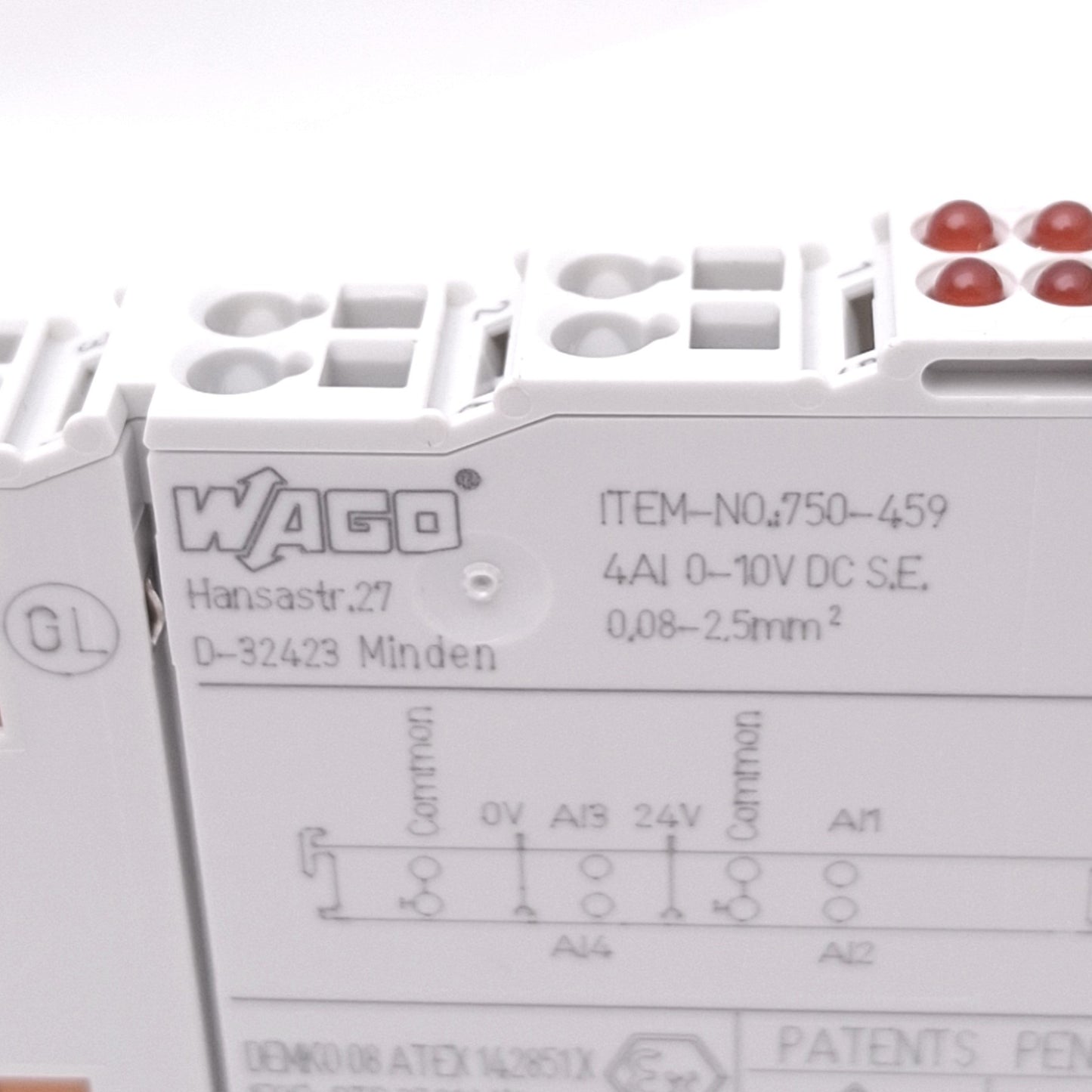 Used Wago 750-459 Analog Input Module for WAGO I/O, 4-Channel, 0-10VDC 12-bit