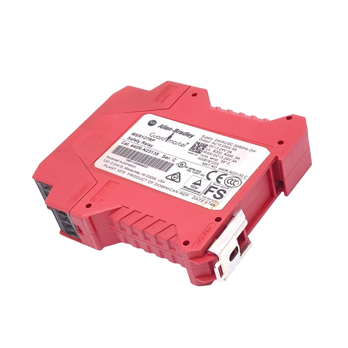 Used Allen Bradley 440R-N23135 MSR127RP Safety Relay, 3-Pole, 1NC Aux, 24VAC/DC