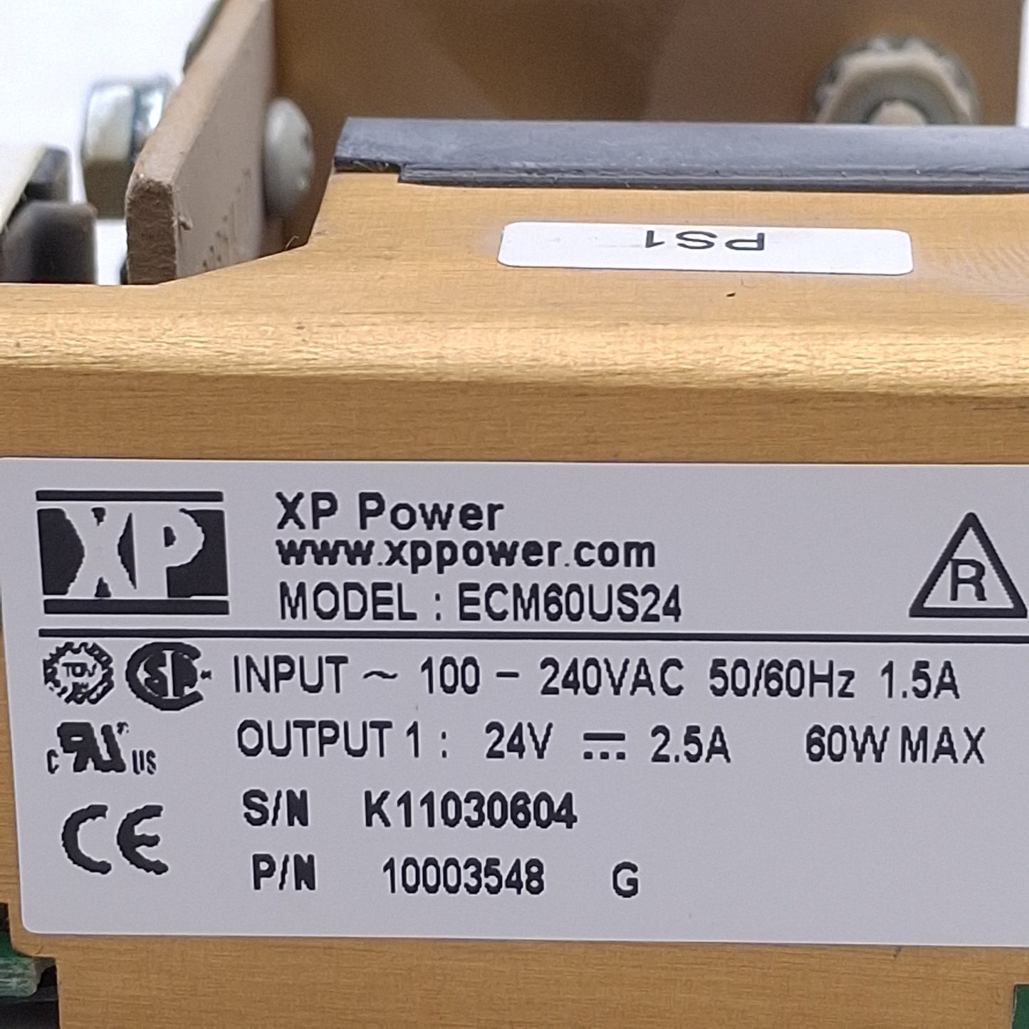 Used XP Power ECM60US24 DC Power Supply 60W, 24VDC 2.5A Output, 120/240VAC Input