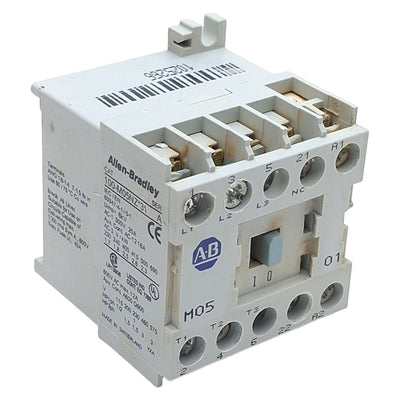 Used Allen Bradley 100-M05NZ2431 Contactor, 3-Pole, 1NC, 12A 600VAC, 24VDC Coil
