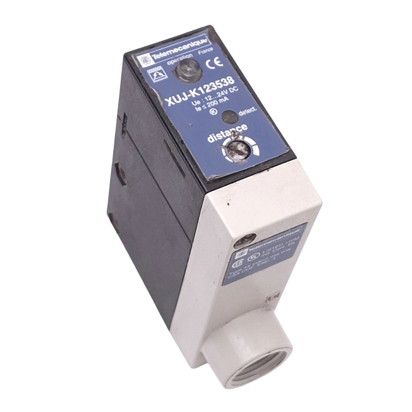Used Telemecanique XUJ-K123538 Photoelectric Sensor, PNP/NPN Out, 1.2m Range 12-24VDC
