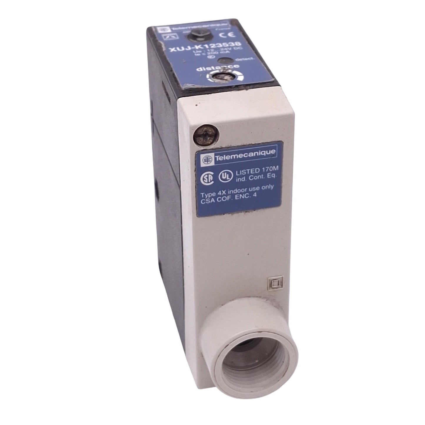 Used Telemecanique XUJ-K123538 Photoelectric Sensor, PNP/NPN Out, 1.2m Range 12-24VDC