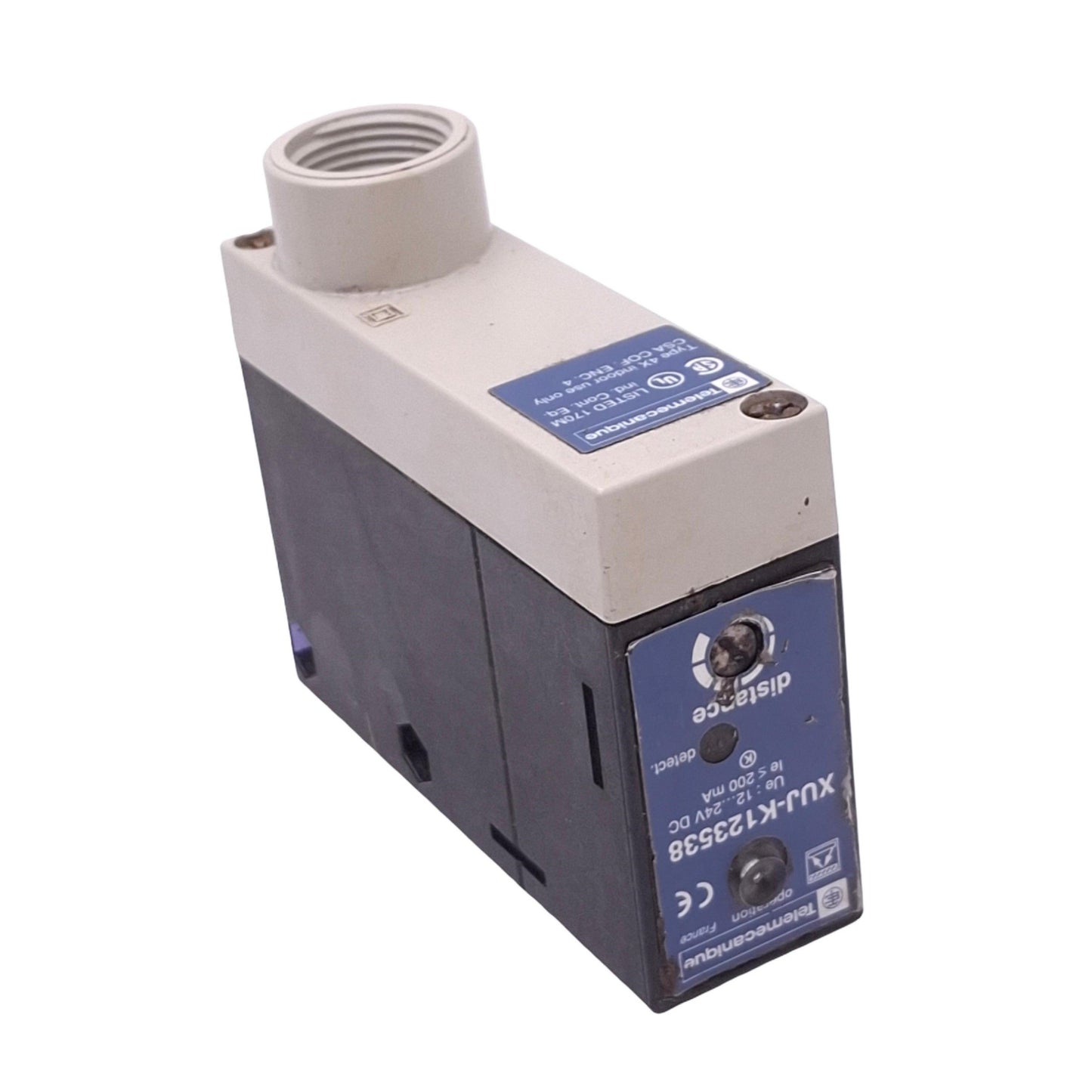 Used Telemecanique XUJ-K123538 Photoelectric Sensor, PNP/NPN Out, 1.2m Range 12-24VDC