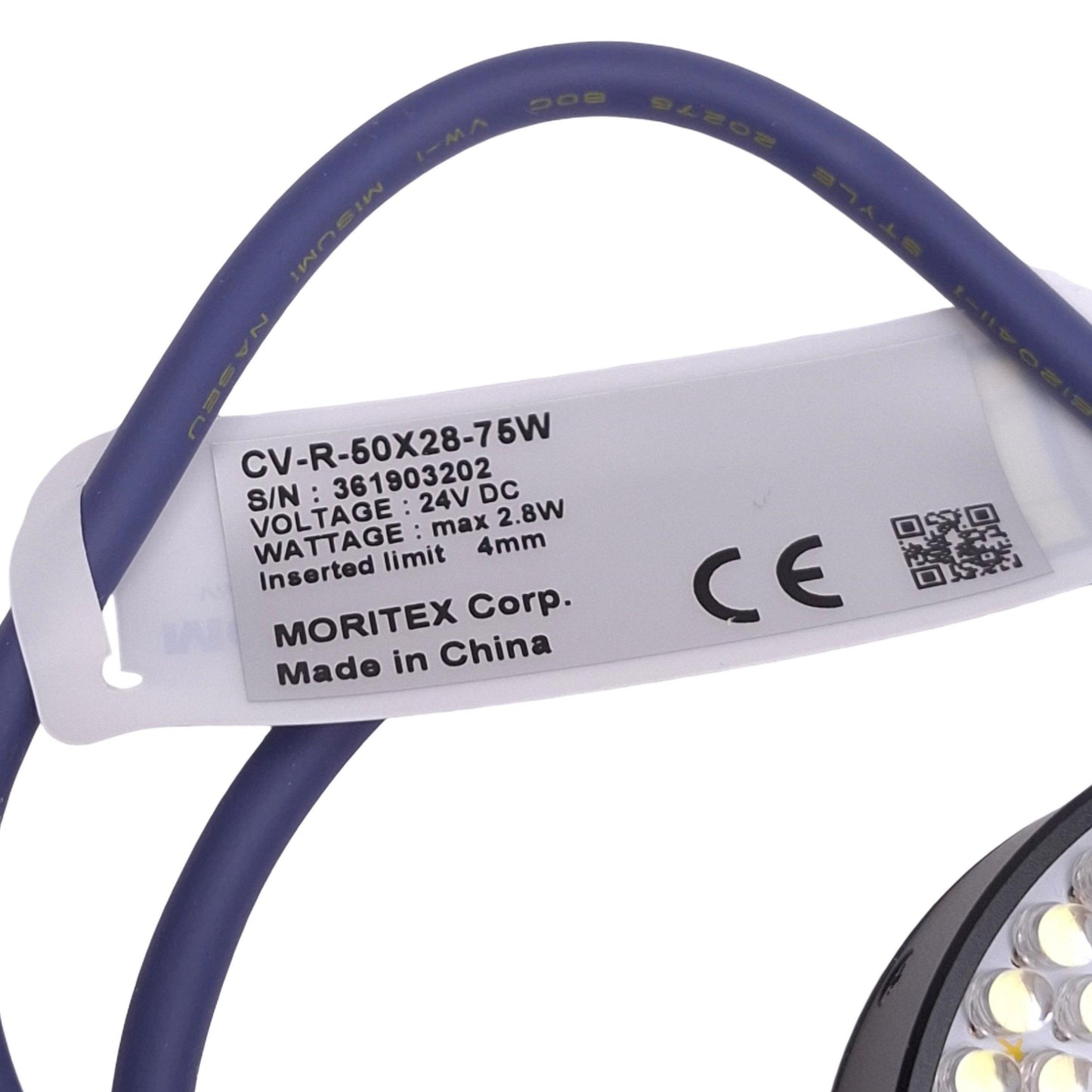 New Moritex CV-R-50X28-75W Direct Ring Light, White LED, 50mm OD 28mm ID, 24VDC 2.8W