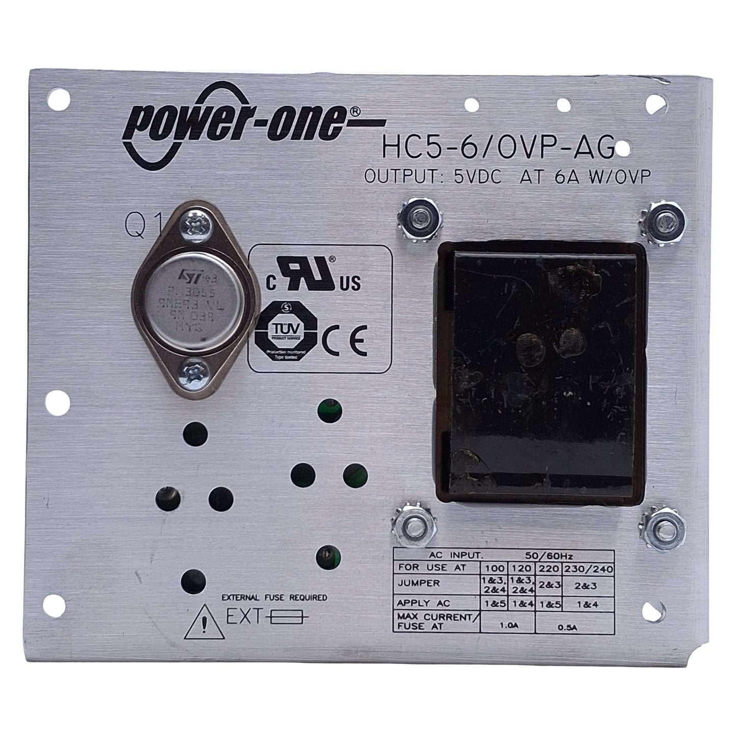 Used Power One HC5-6/OVP-AG Linear Power Supply 30W, 100-240VAC In, 5VDC 6A Out