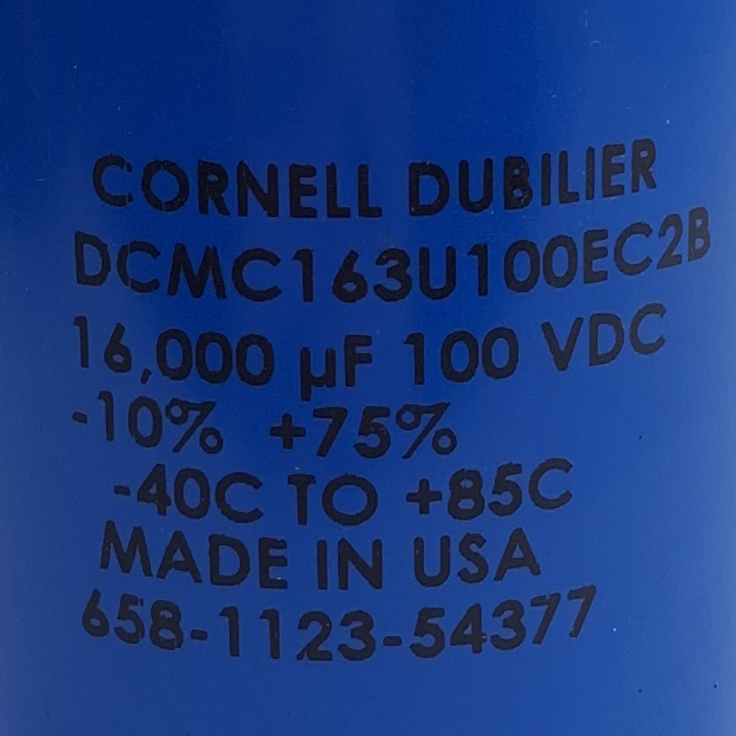 Used Lot of 2 Cornell Dubilier DCMC163U100EC2B Capacitor 16,000uf, 100VDC, ø1-3/4in