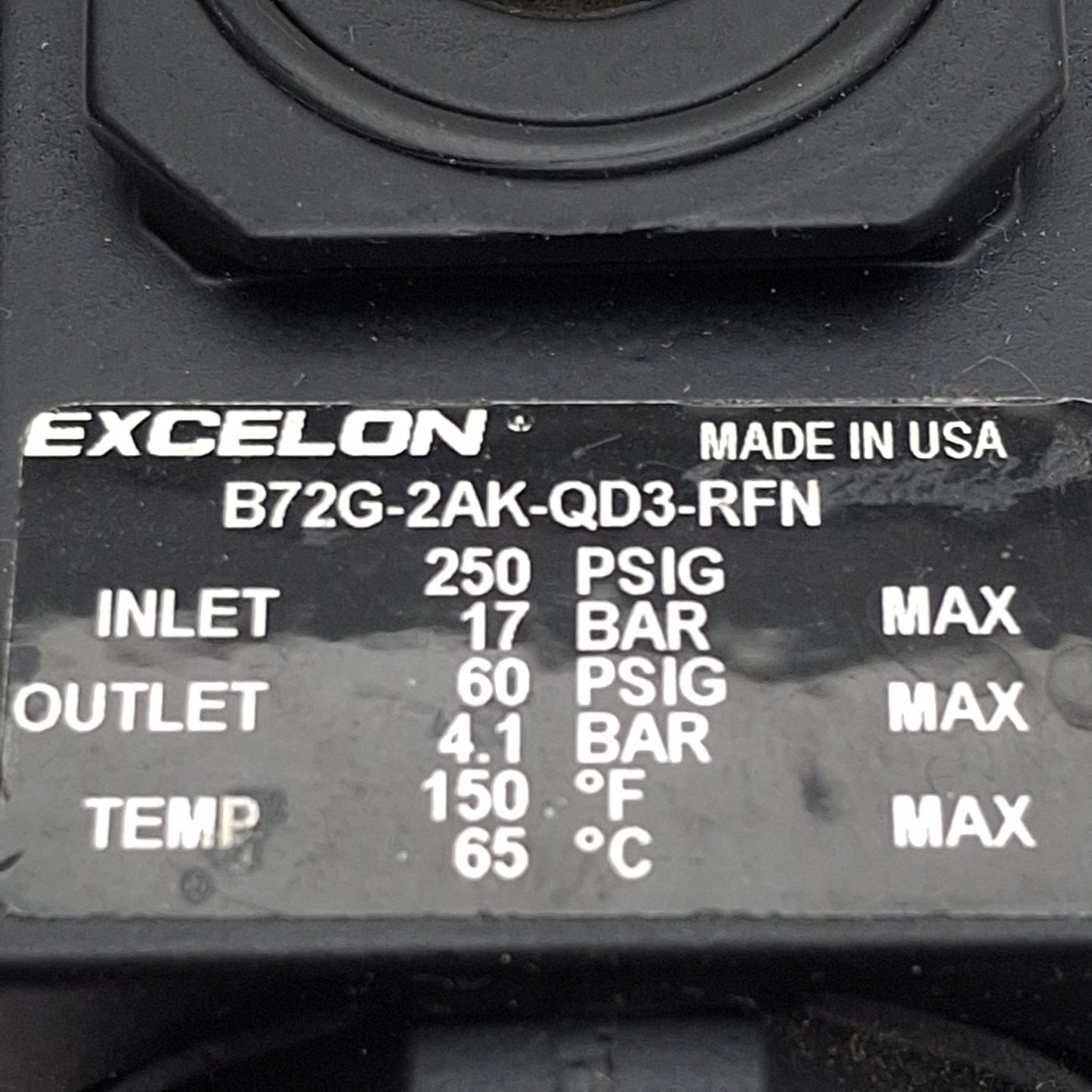 Used Norgren B72G-2AK-QD3-RFN Excelon Filter/Regulator, 1/4in PTF, 40µm, 4-60psi Set