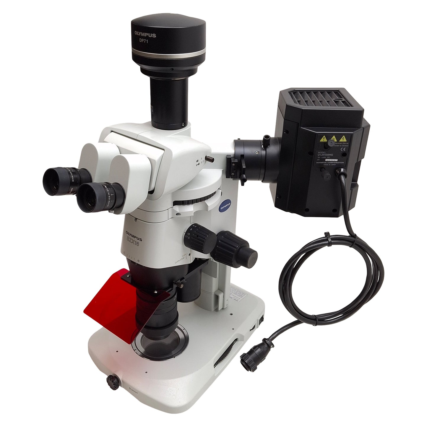 Used Olympus SZX16 Trinocular Fluorescence Microscope w/ Camera & Illuminated Stand