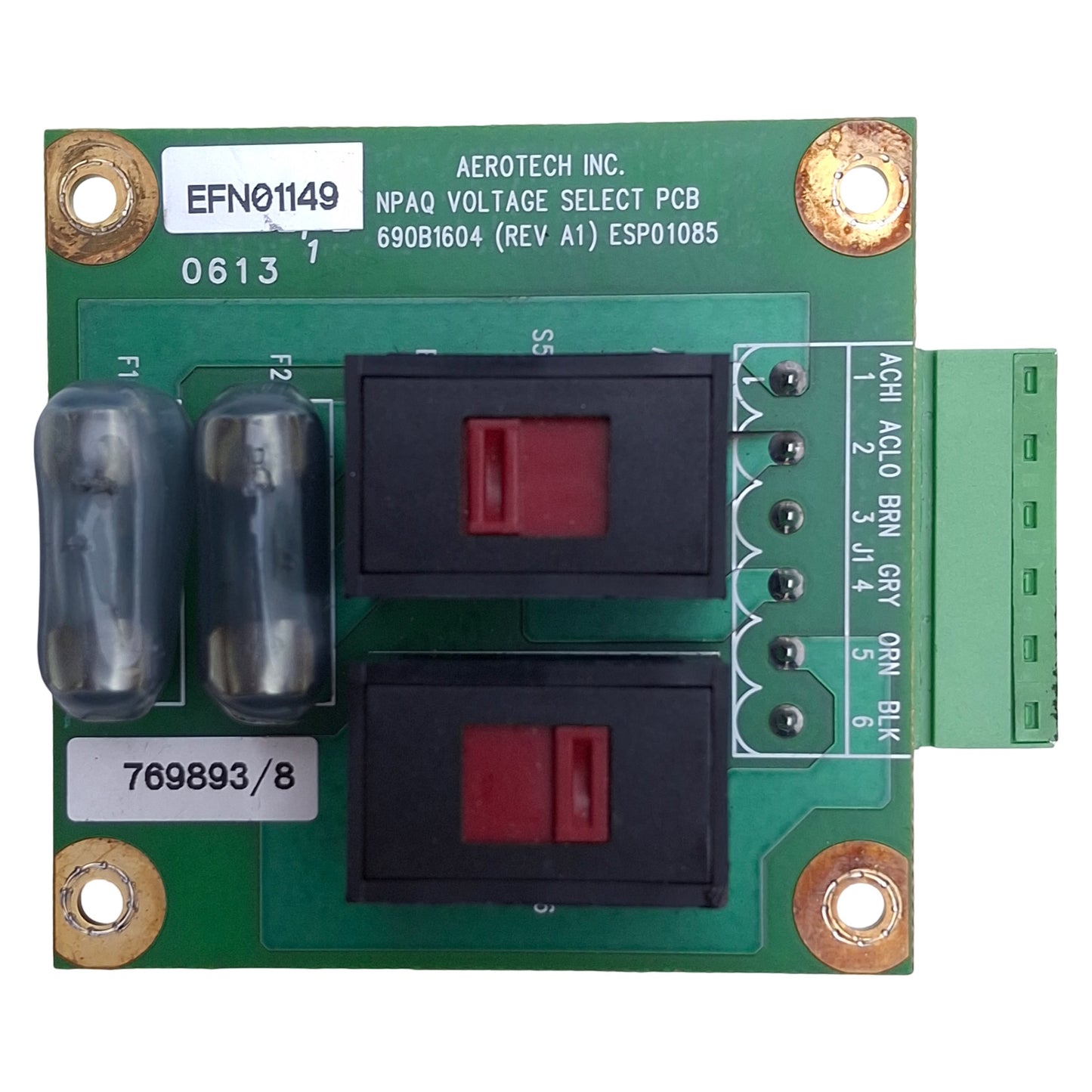 Used Aerotech 690B1604 Voltage Select Board For Aerotech A3200 Machine Controller