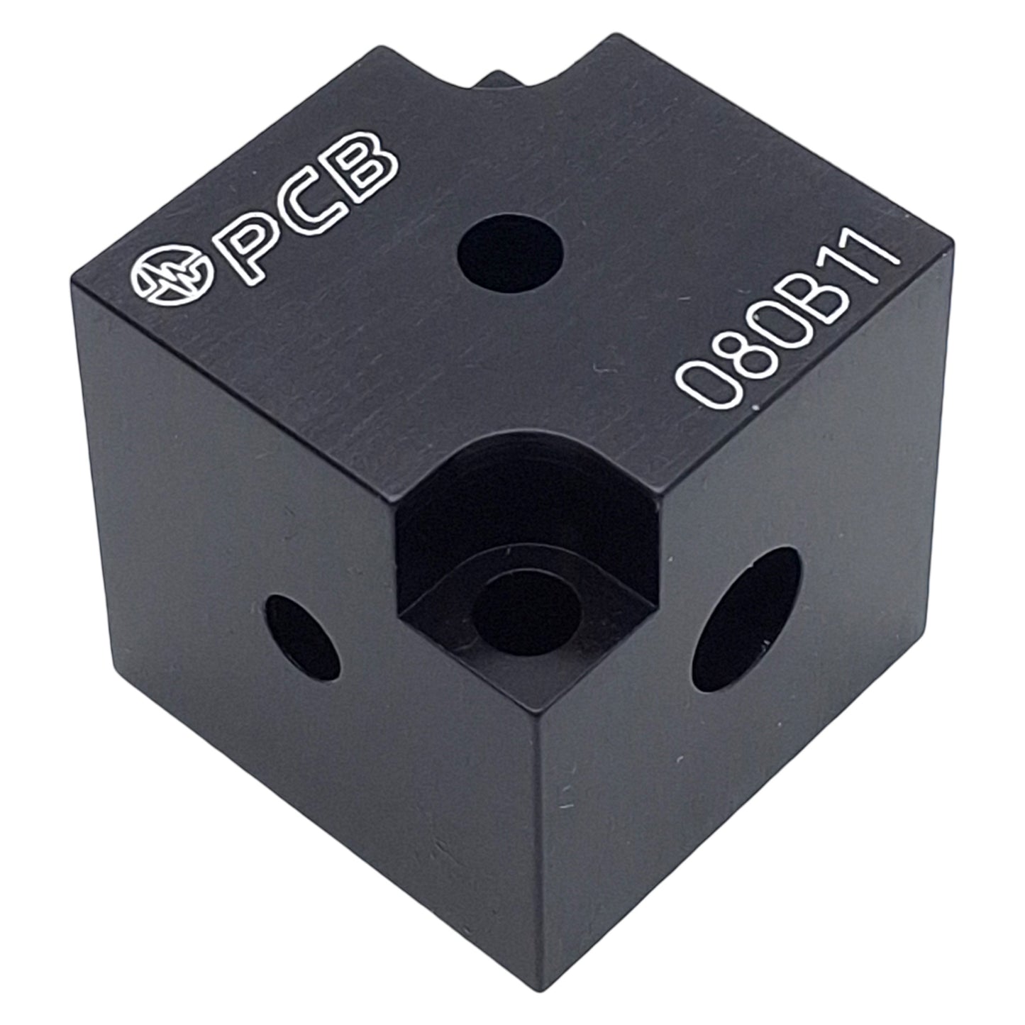 Used PCB 080B11 Anodized Aluminum Triaxial Cube Adapter, 1.25in, M3 x 0.5, For Accels