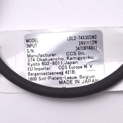 Used CCS LDL2-74X30SW2 White LED Bar Light for Machine Vision, 74x30mm, 24VDC 12W