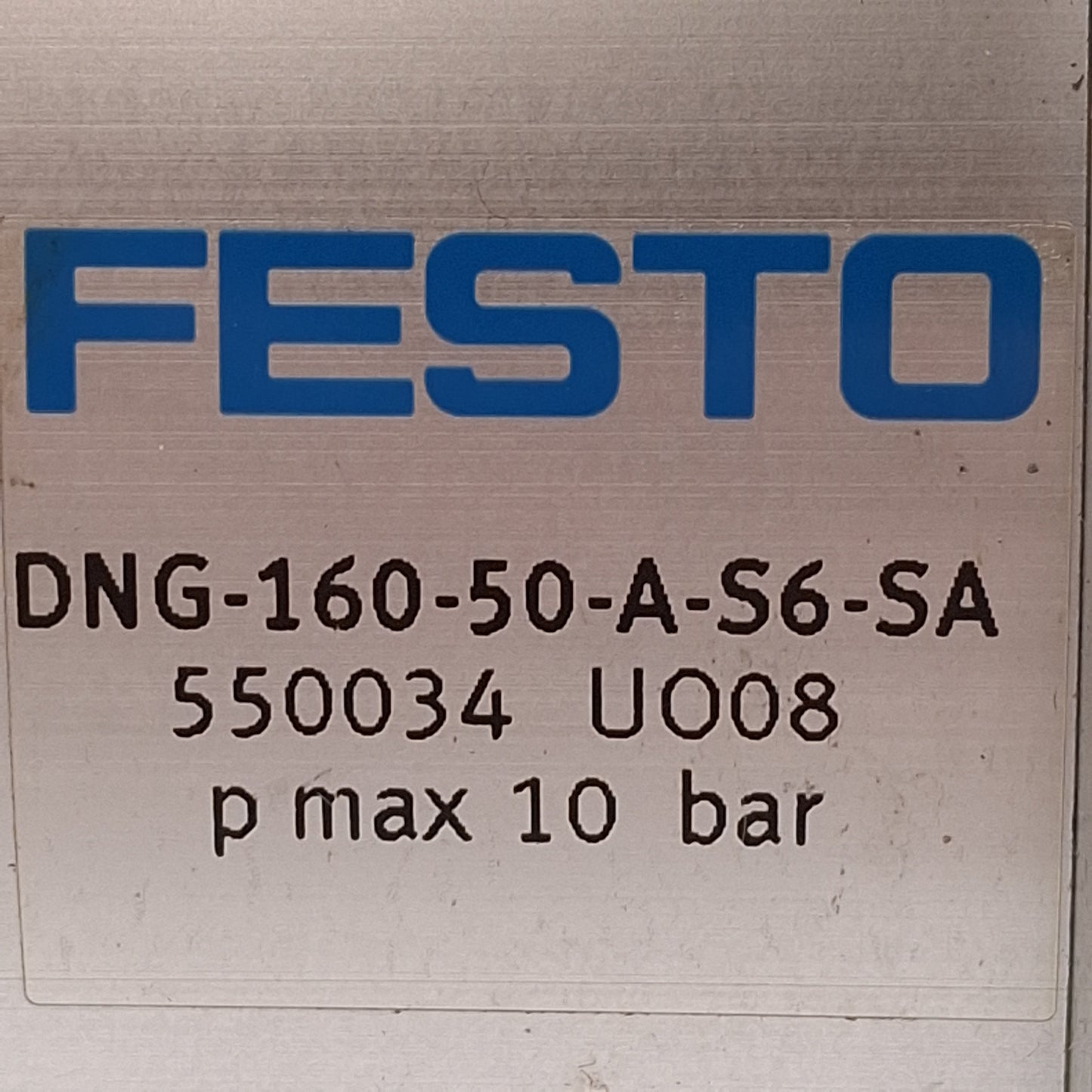 Used Festo DNG-160-50-A-S6-SA Tie Rod Cylinder, ø160mm Bore, 50mm Stroke, 10bar, G3/8