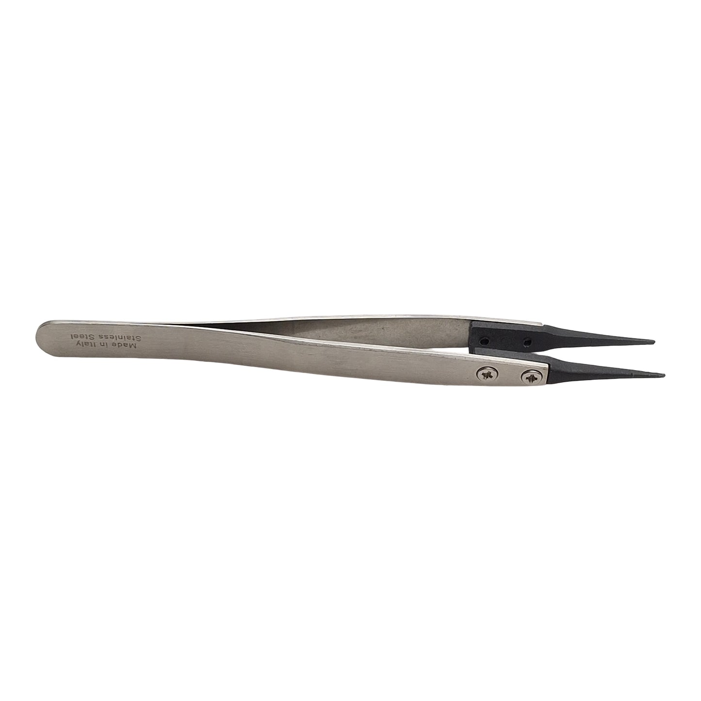 Used Excelta 159B-RT Carbon Fiber Tipped Tweezers, 5in Length, 316L SS, *Worn Tips*