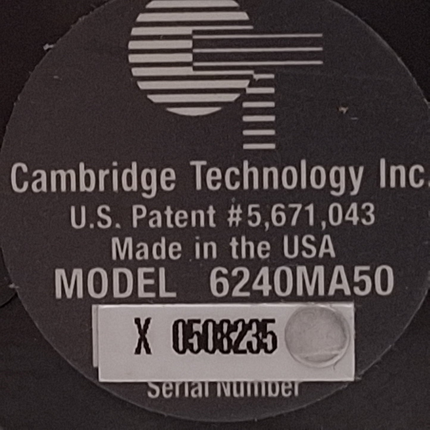 Used Cambridge Technology Inc 6240MA50 Single Axis Laser Galvanometer Scanner