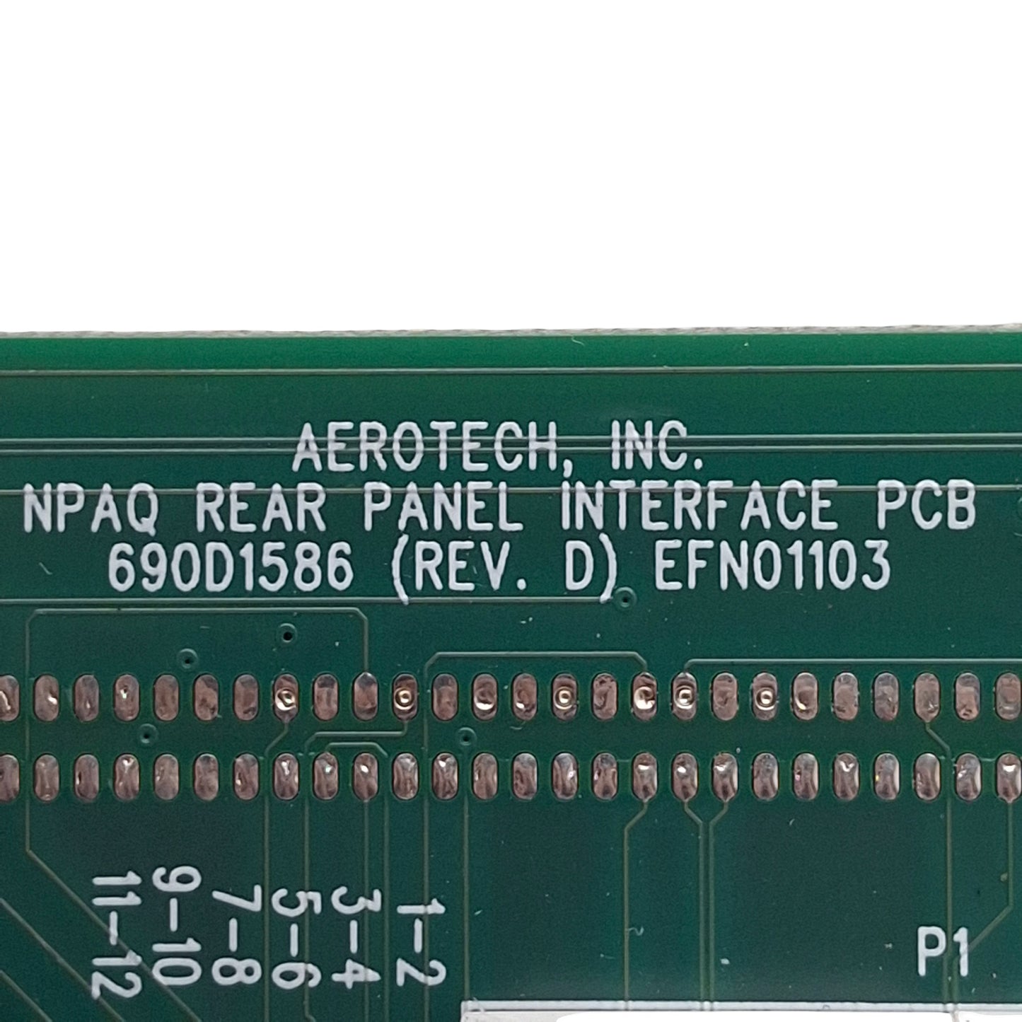 Used Aerotech 690D1586 NPAQ Rear Panel Interface PCB, DB25, DB15, 100-Pin IDC Ribbon