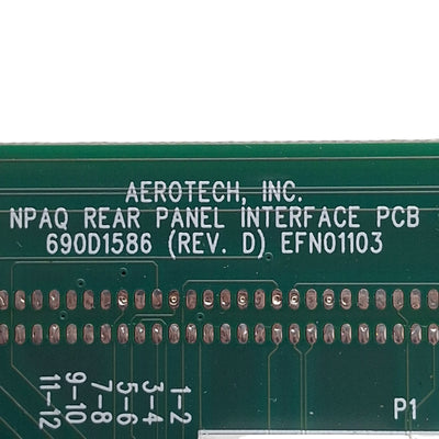 Used Aerotech 690D1586 NPAQ Rear Panel Interface PCB, DB25, DB15, 100-Pin IDC Ribbon