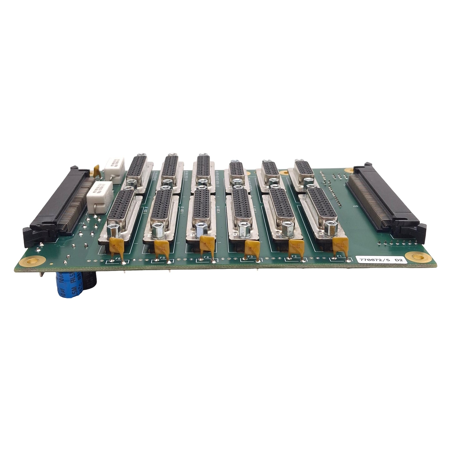 Used Aerotech 690D1586 NPAQ Rear Panel Interface PCB, DB25, DB15, 100-Pin IDC Ribbon