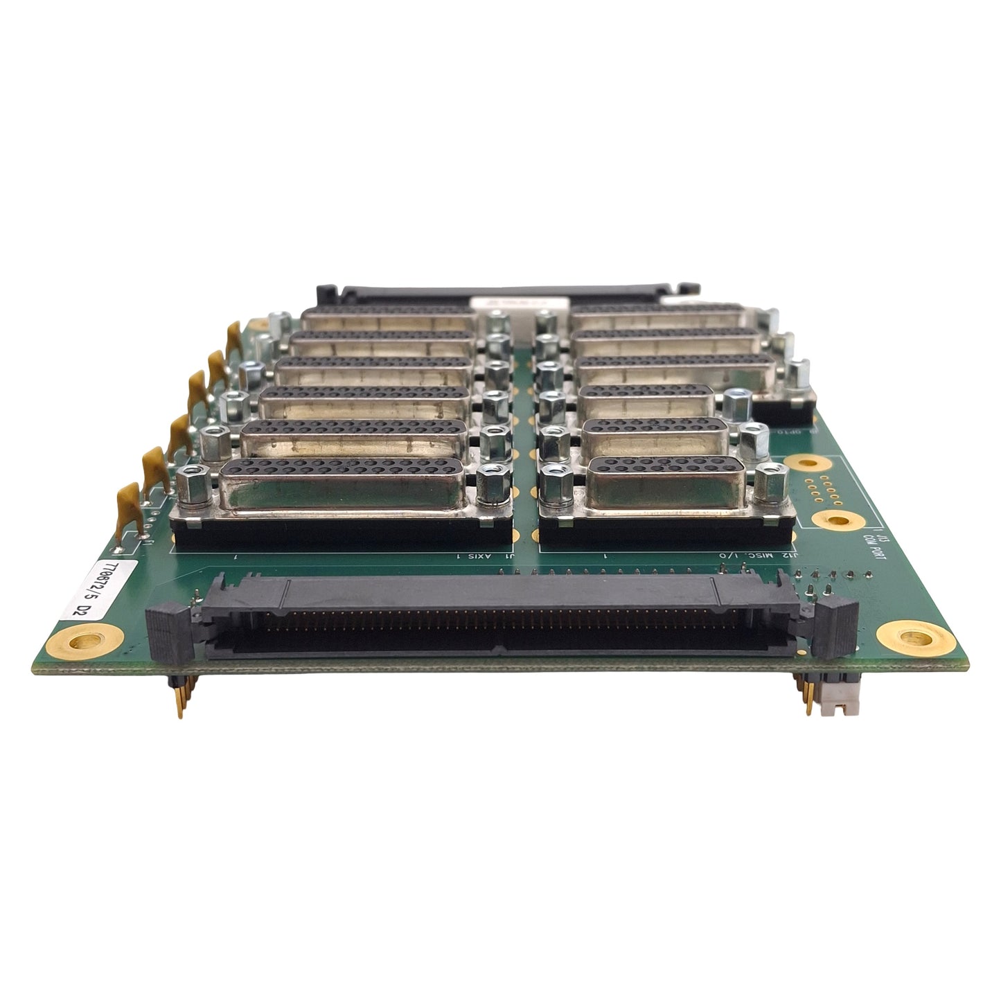 Used Aerotech 690D1586 NPAQ Rear Panel Interface PCB, DB25, DB15, 100-Pin IDC Ribbon
