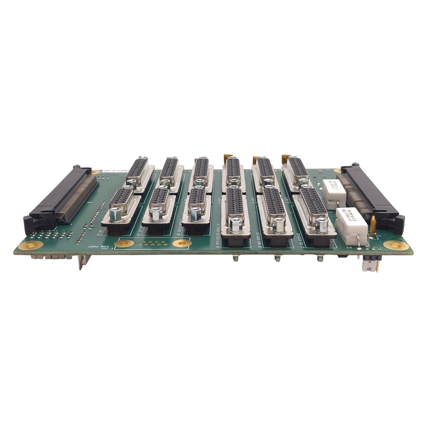 Used Aerotech 690D1586 NPAQ Rear Panel Interface PCB, DB25, DB15, 100-Pin IDC Ribbon
