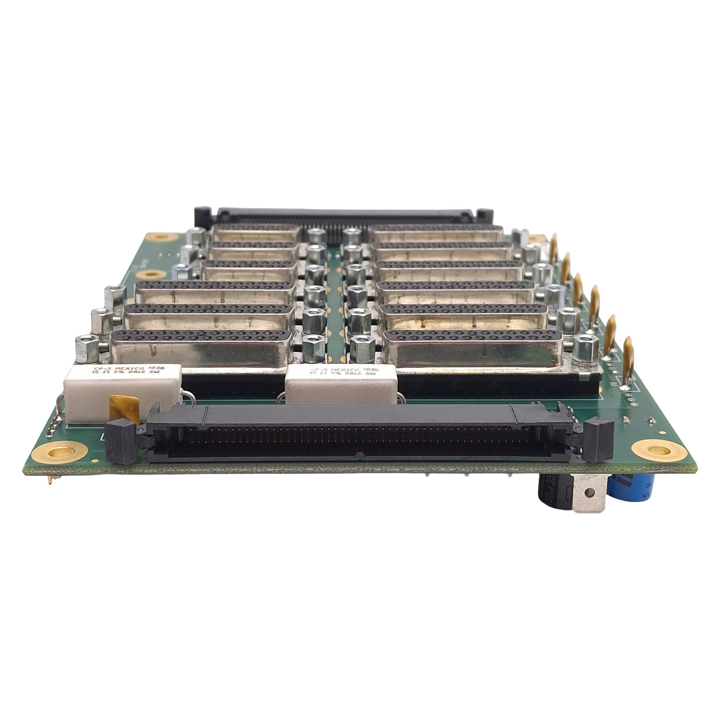 Used Aerotech 690D1586 NPAQ Rear Panel Interface PCB, DB25, DB15, 100-Pin IDC Ribbon