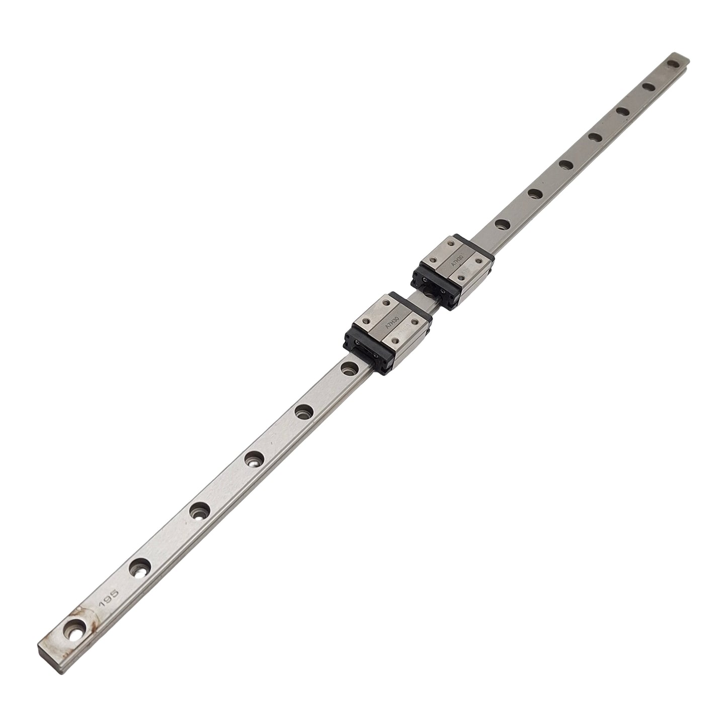 Used THK HSR10RM Linear Guide Rail With 2x Bearings, Rail: 395mm, Slide: 20mm x 20mm