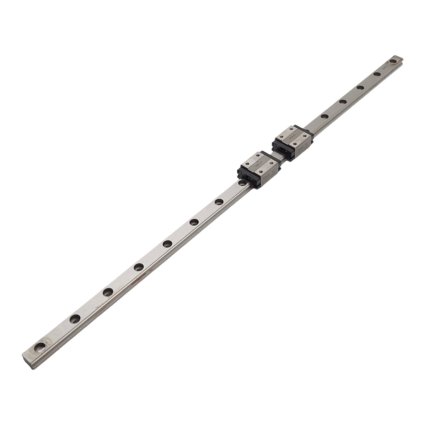 Used THK HSR10RM Linear Guide Rail With 2x Bearings, Rail: 395mm, Slide: 20mm x 20mm