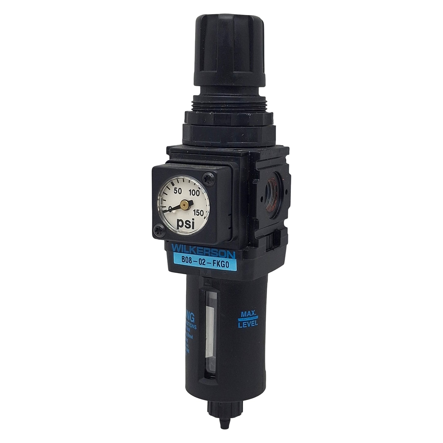 Used Wilkerson B08-02-FKG0 Pneumatic Filter/Regulator 1/4" NPT, 0-125psi, 5µm, 73scfm