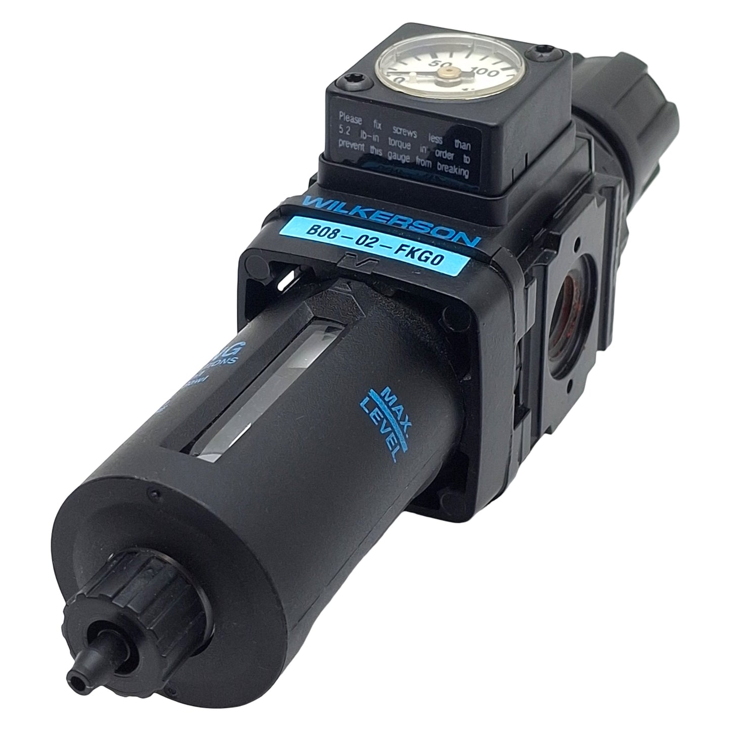 Used Wilkerson B08-02-FKG0 Pneumatic Filter/Regulator 1/4" NPT, 0-125psi, 5µm, 73scfm