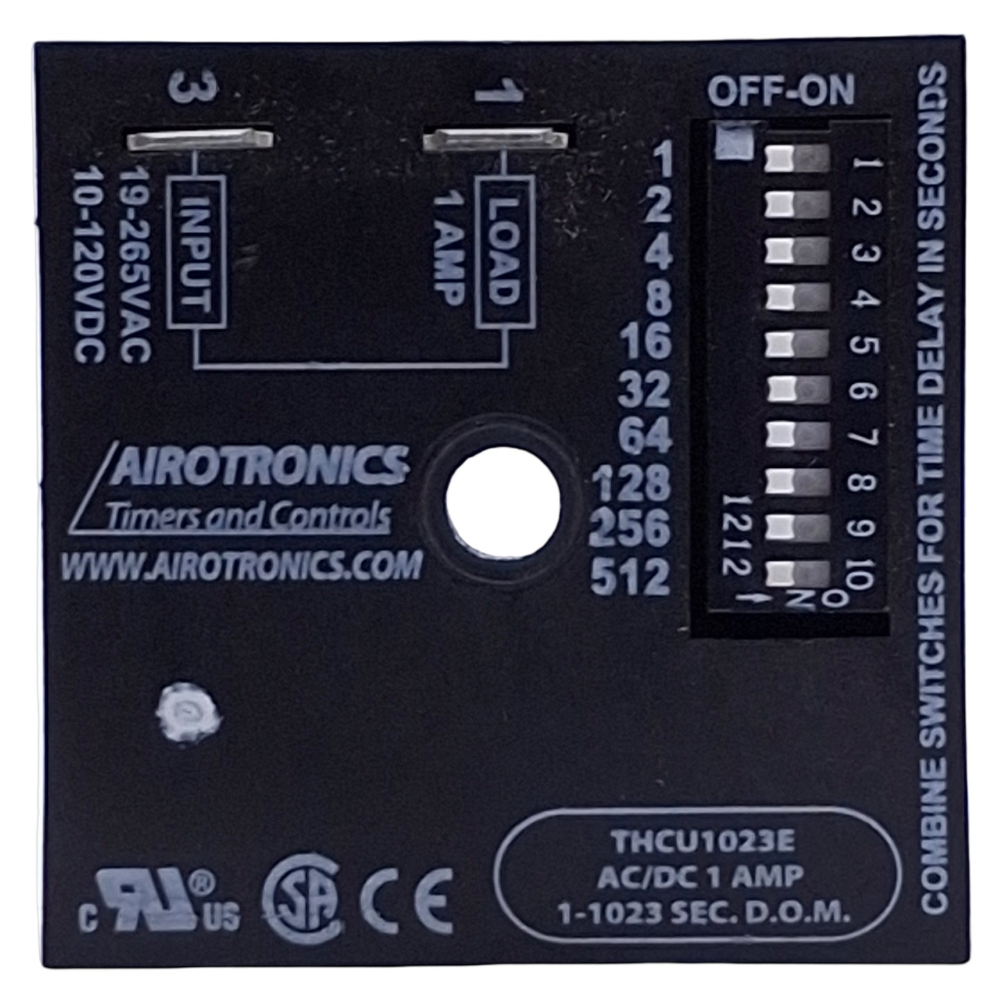 Used Airotronics THCU1023E DOM Timer Relay, 1 to 1023s Range, 265VAC/120VDC Max