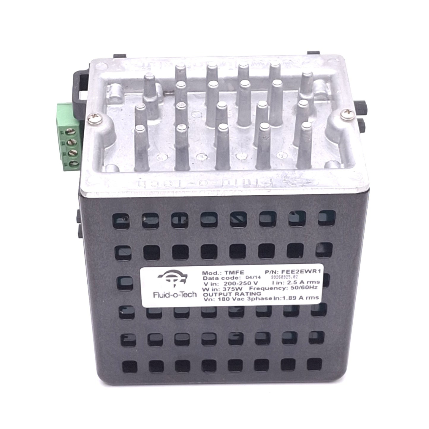Used Fluid-o-Tech FEE2EWR1 TMFE Pump Drive, 200-250VAC In, 180VAC 3ph Out, 375W Max