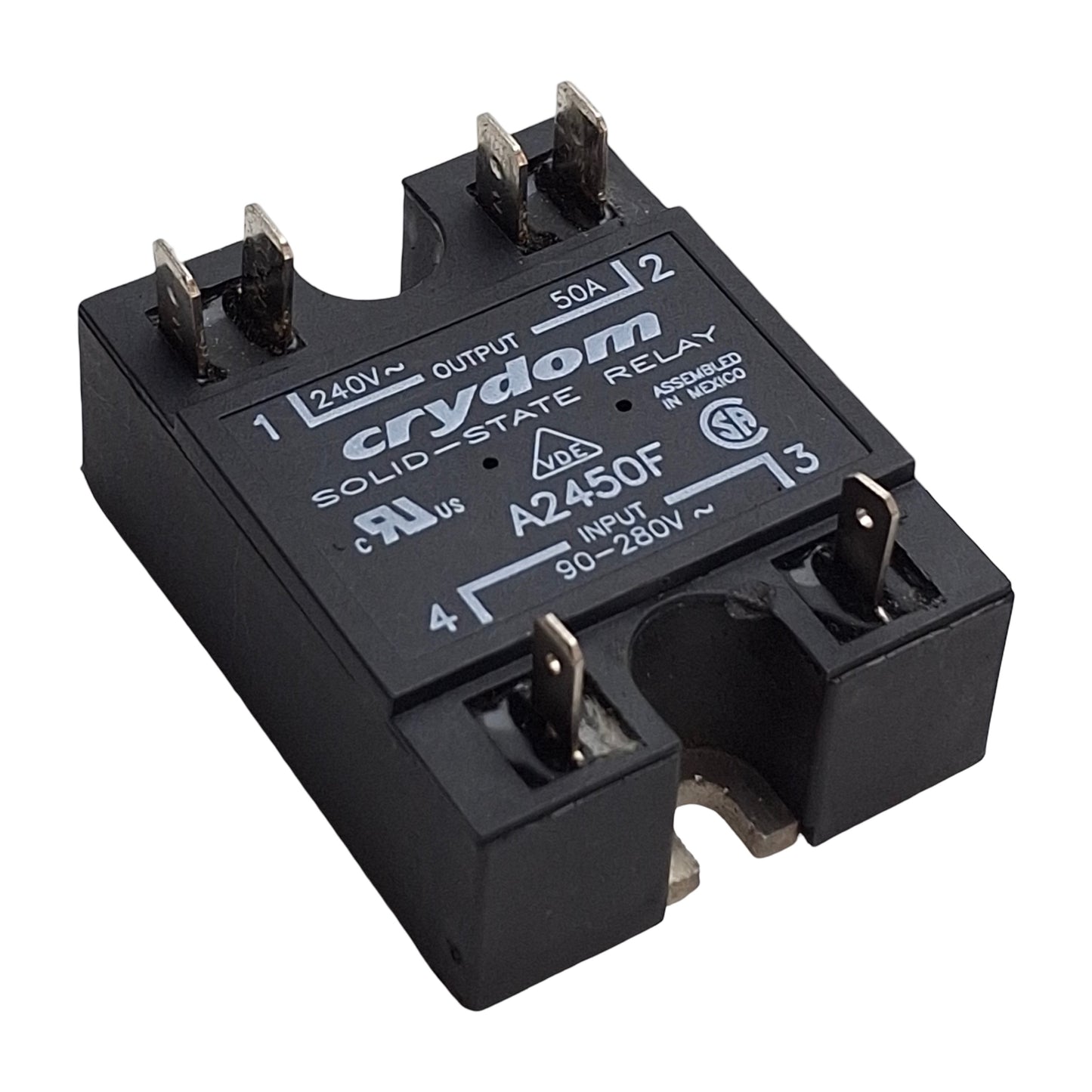 Used Crydom Sensata A2450F SSR Solid State Relay 240VAC 50A Output, 90-280VAC Input