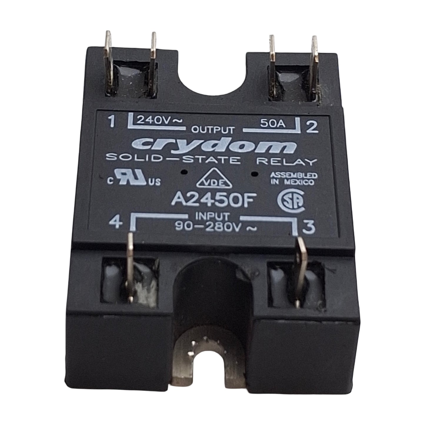 Used Crydom Sensata A2450F SSR Solid State Relay 240VAC 50A Output, 90-280VAC Input