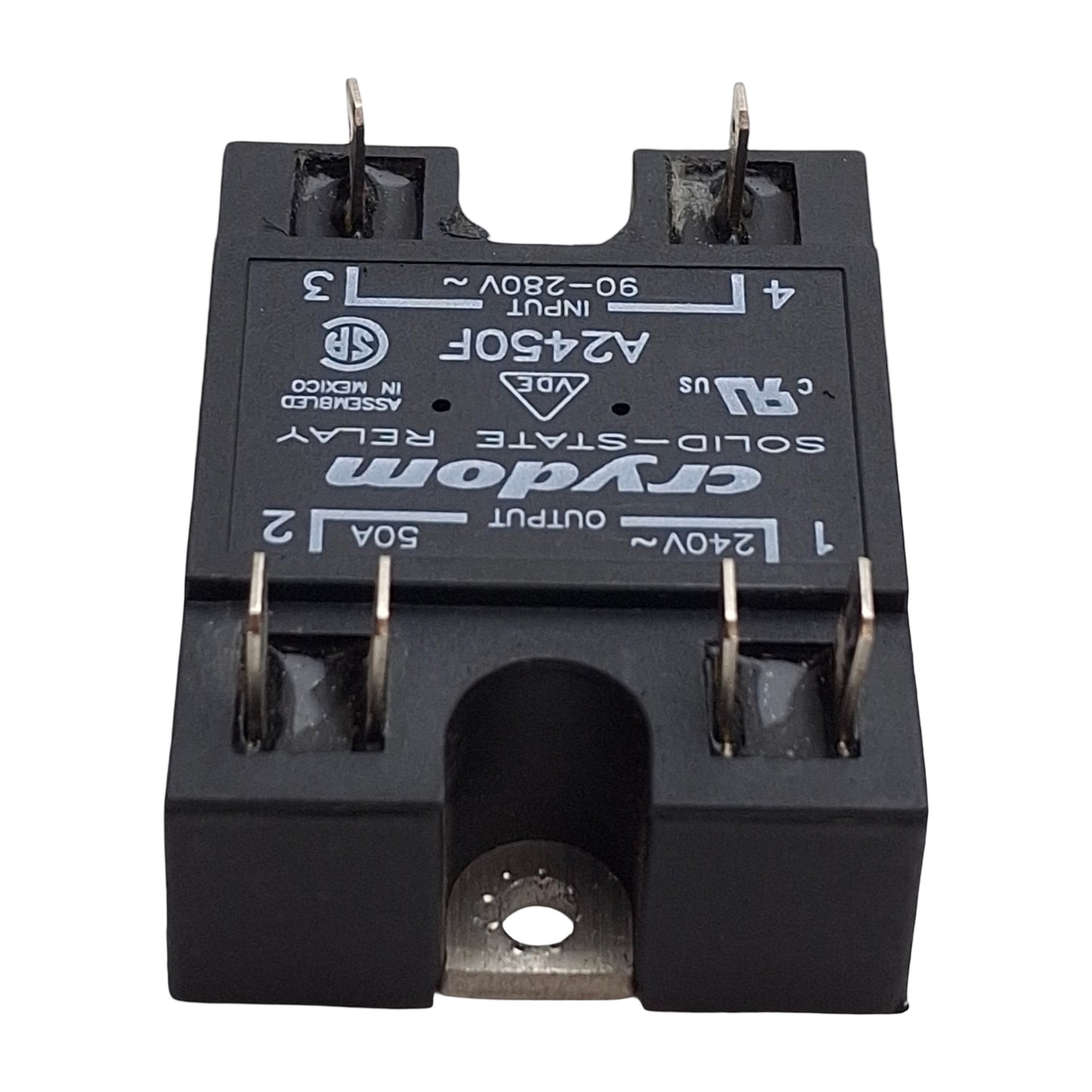 Used Crydom Sensata A2450F SSR Solid State Relay 240VAC 50A Output, 90-280VAC Input