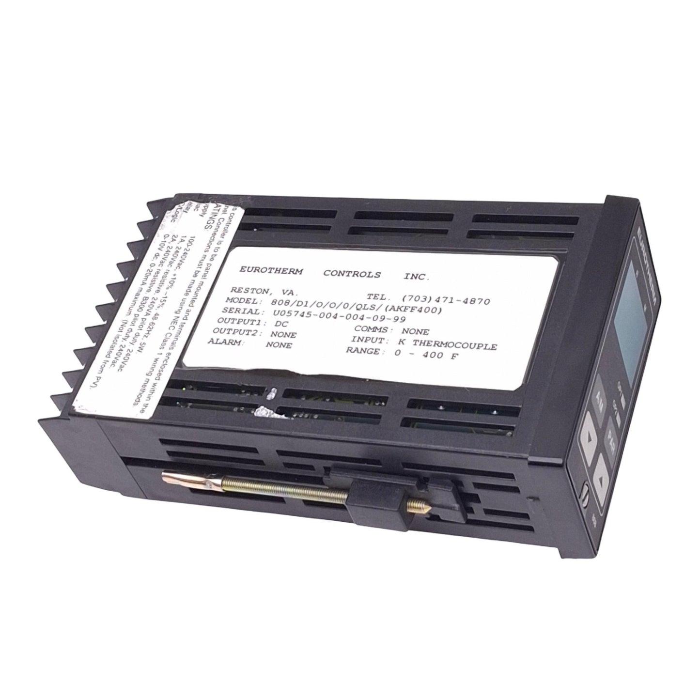 Used Eurotherm 808/D1/O/O/0/QLS AKFF400 Temperature Controller, 0-400F, K TC Input