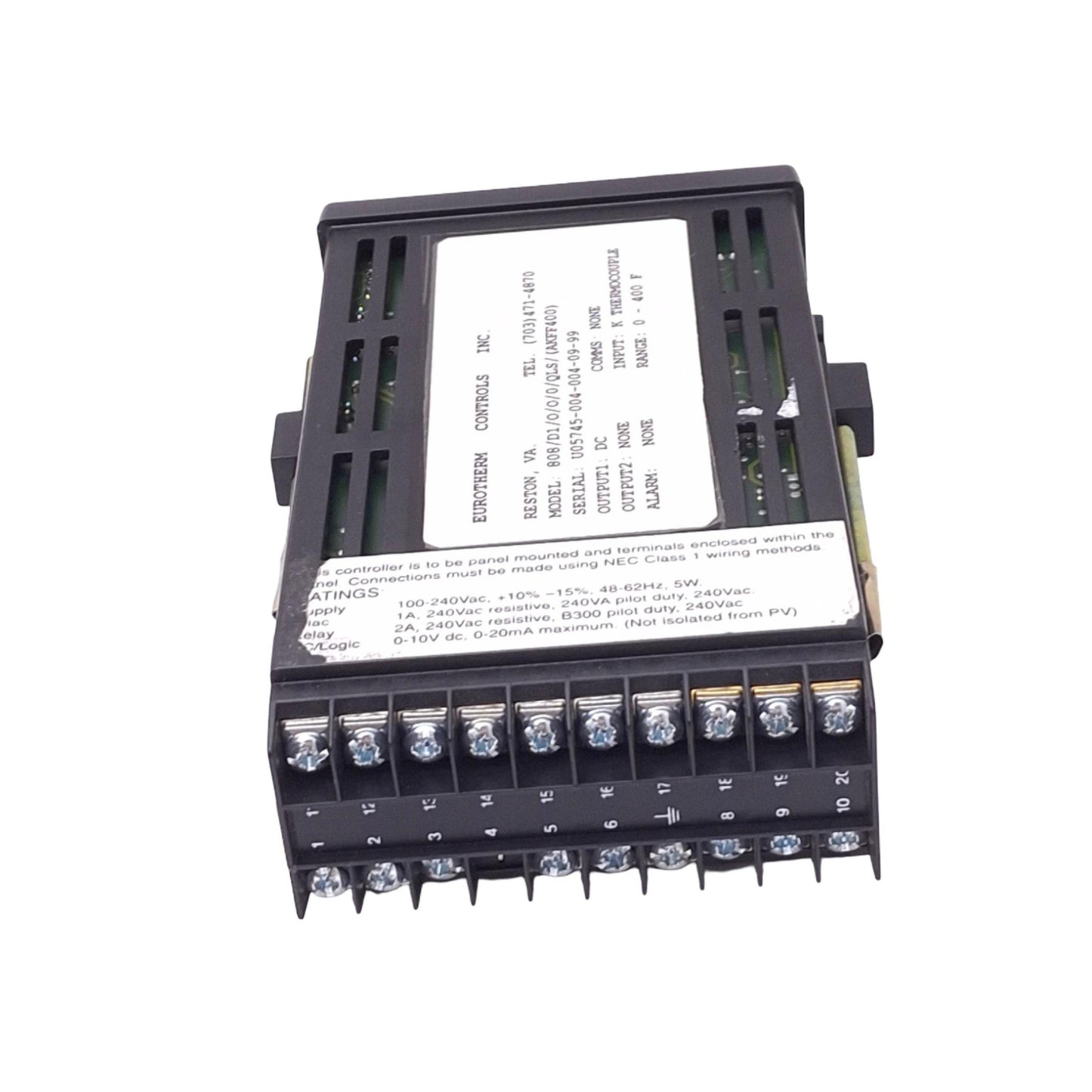 Used Eurotherm 808/D1/O/O/0/QLS AKFF400 Temperature Controller, 0-400F, K TC Input